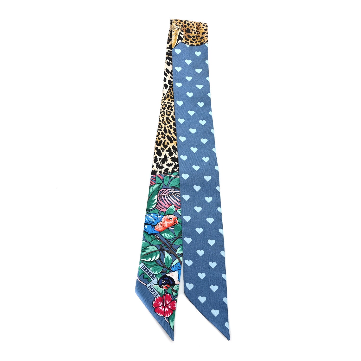 Hermes Silk Jungle Love Twilly Gris Bleuete Vert 2 of 5