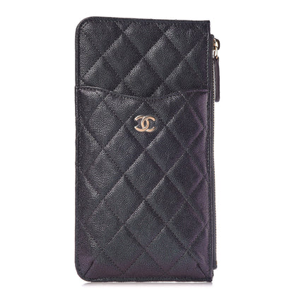 Chanel Iridescent Caviar Quilted Classic Flat Wallet Pouch Black 1 of 8