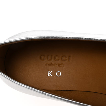 Gucci Metallic Nappa Womens Jordaan Loafers 36 Argento 8 of 10