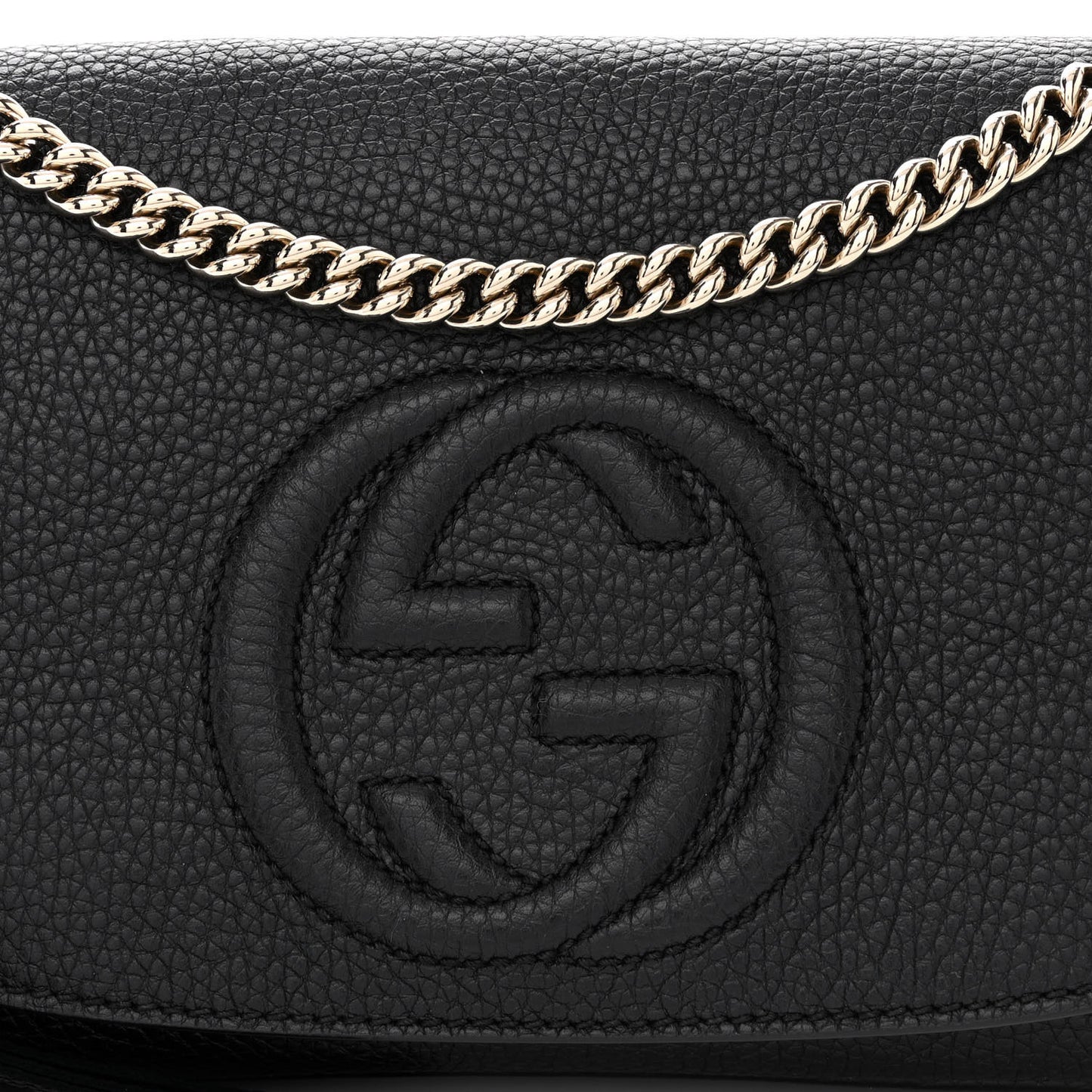 Pebbled Calfskin Medium Soho Flap Crossbody Black