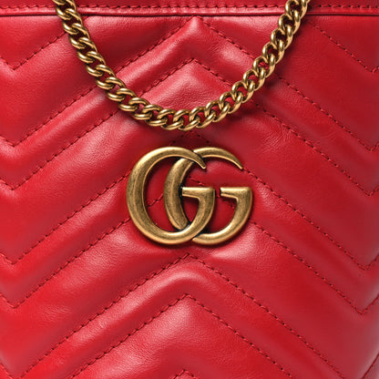 Gucci Calfskin Matelasse Mini GG Marmont 2.0 Bucket Bag Hibiscus Red 8 of 10