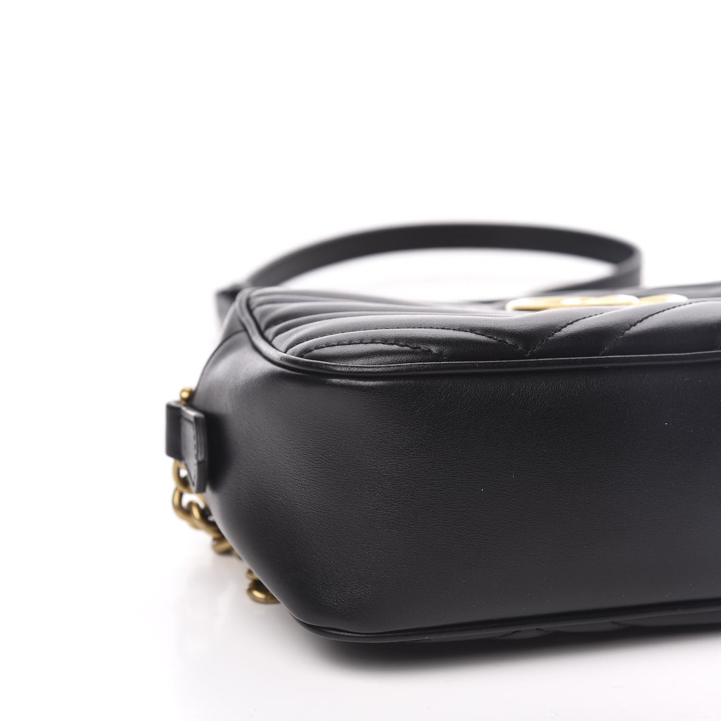 Calfskin Matelasse Small GG Marmont Chain Shoulder Bag Black
