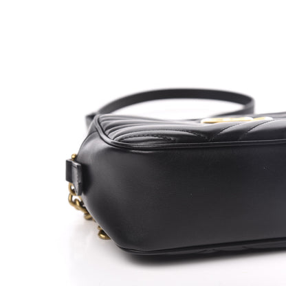 Gucci Calfskin Matelasse Small GG Marmont Chain Shoulder Bag Black 8 of 10