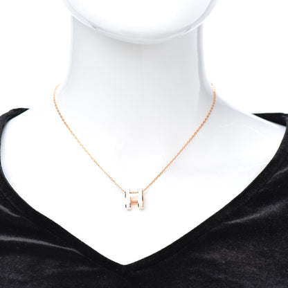 Hermes Lacquered Rose Gold Pop H Pendant Necklace White 2 of 4