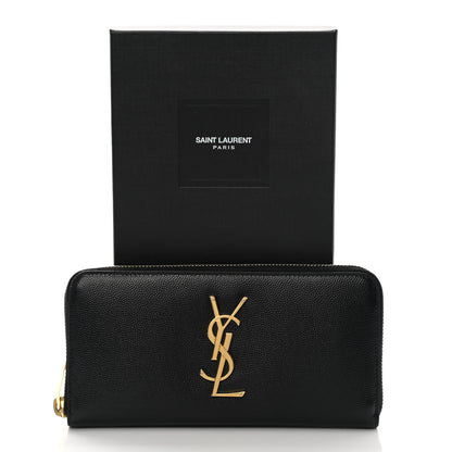 Saint Laurent Grain De Poudre Monogram Zip Around Wallet Black 11 of 11