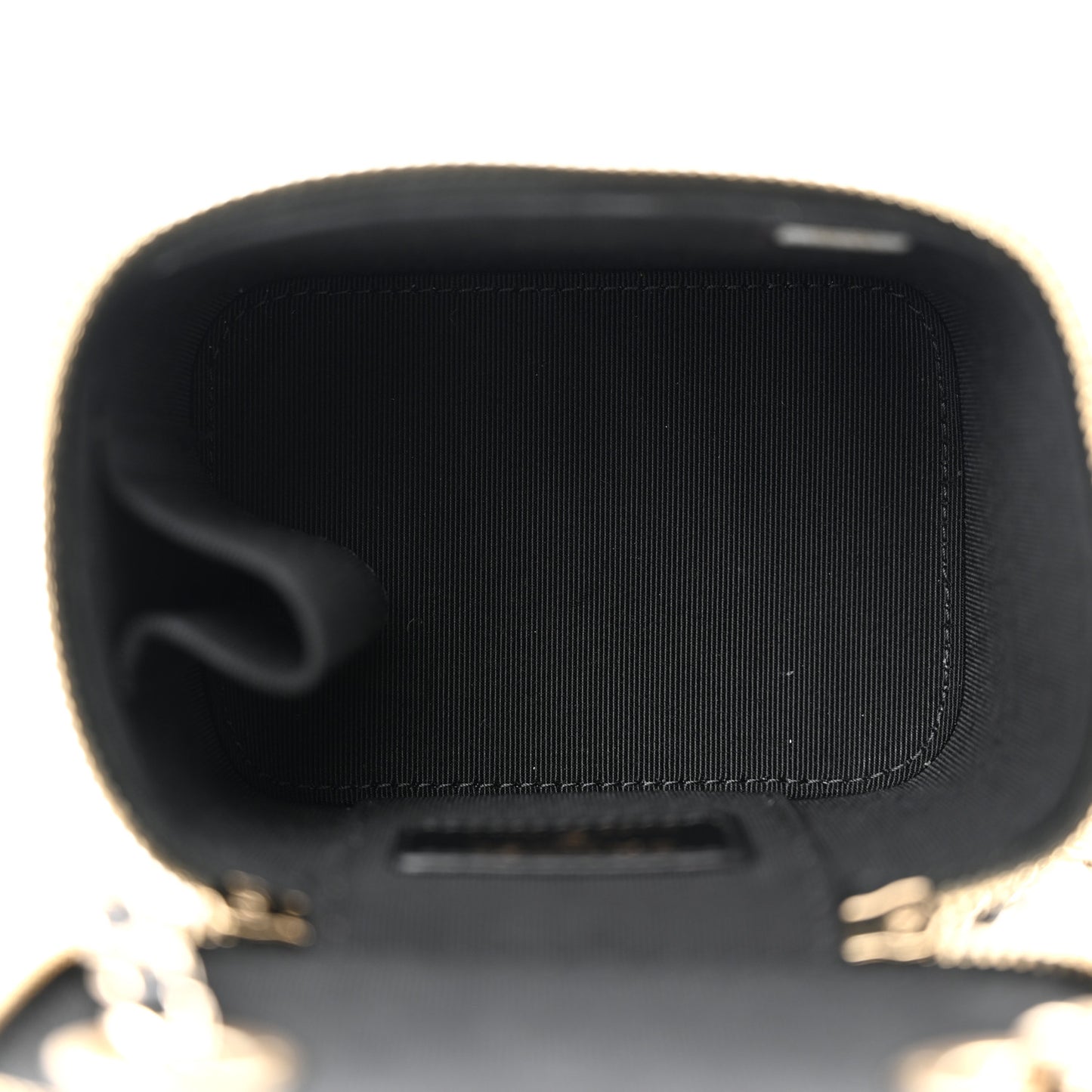 Lambskin Quilted Mini Vanity Case With Chain Black