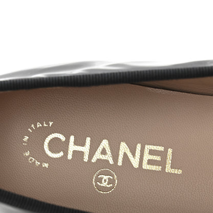 Chanel Patent CC Cap Toe Ballerina Flats 40 Black Beige 8 of 9