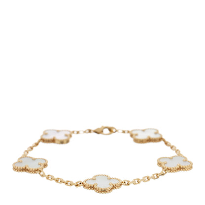 Van Cleef & Arpels 18K Yellow Gold Mother of Pearl 5 Motifs Vintage Alhambra Bracelet 1 of 4