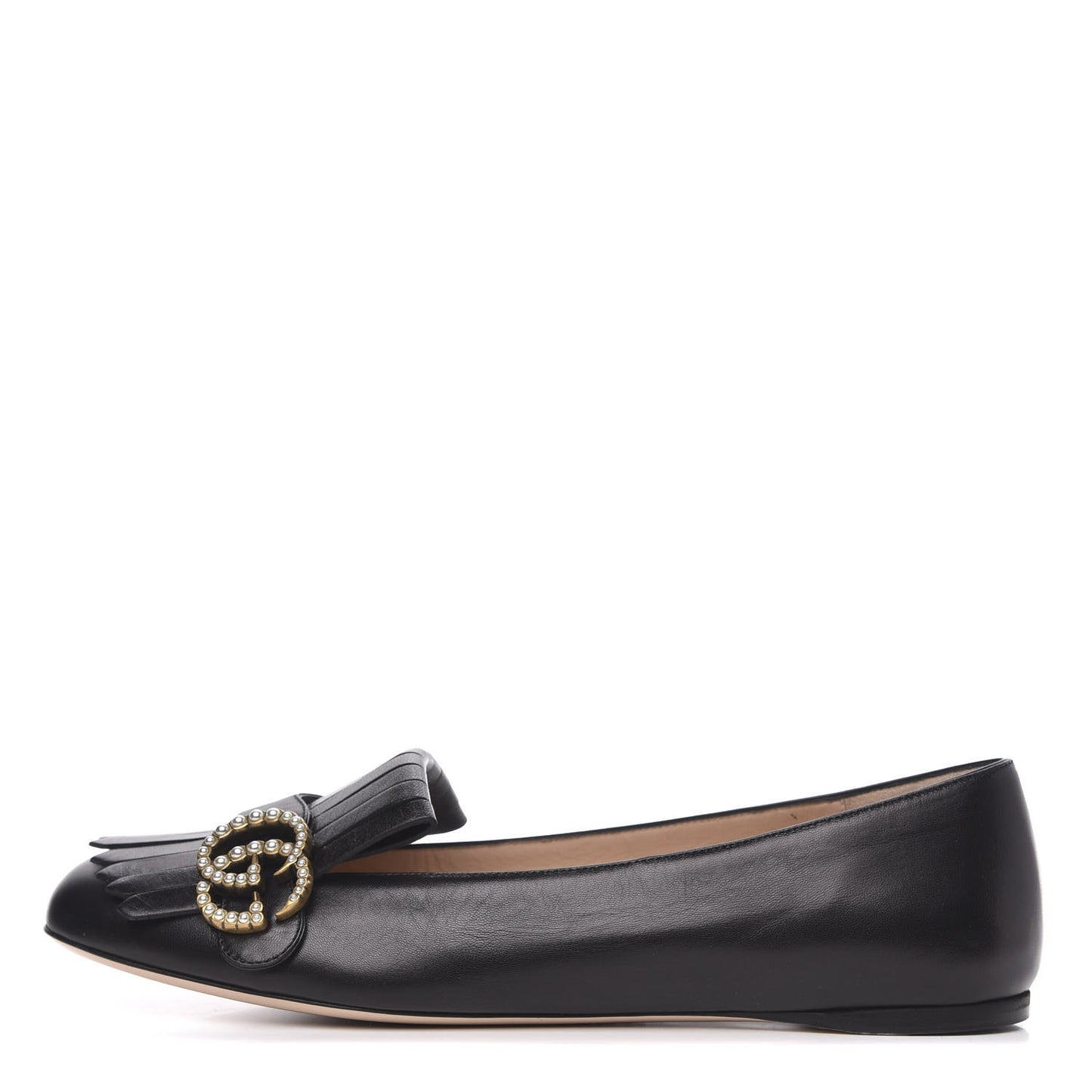Malaga Kid GG Pearl Marmont Fringe Flats 39.5 Black