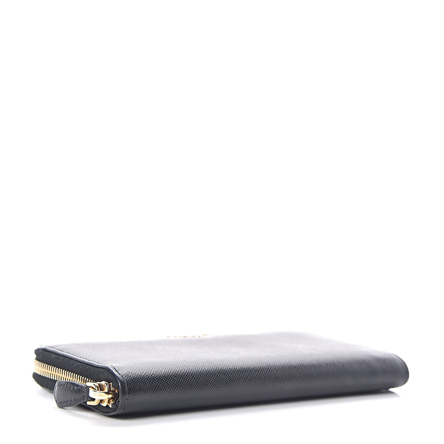 Saffiano Metal Zip Around Wallet Black