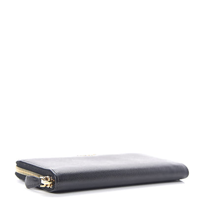 Prada Saffiano Metal Zip Around Wallet Black 4 of 8