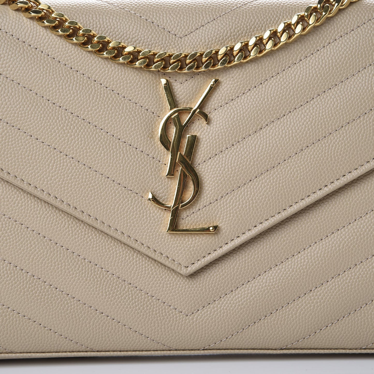 Grain De Poudre Matelasse Chevron Monogram Chain Wallet Nude Powder