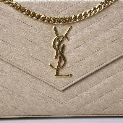 Saint Laurent Grain De Poudre Matelasse Chevron Monogram Chain Wallet Nude Powder 9 of 9