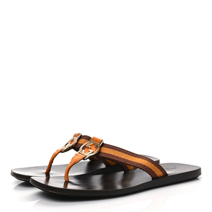Gucci Nylon Calfskin Web Womens Thong Sandals 37 Orange 3 of 7