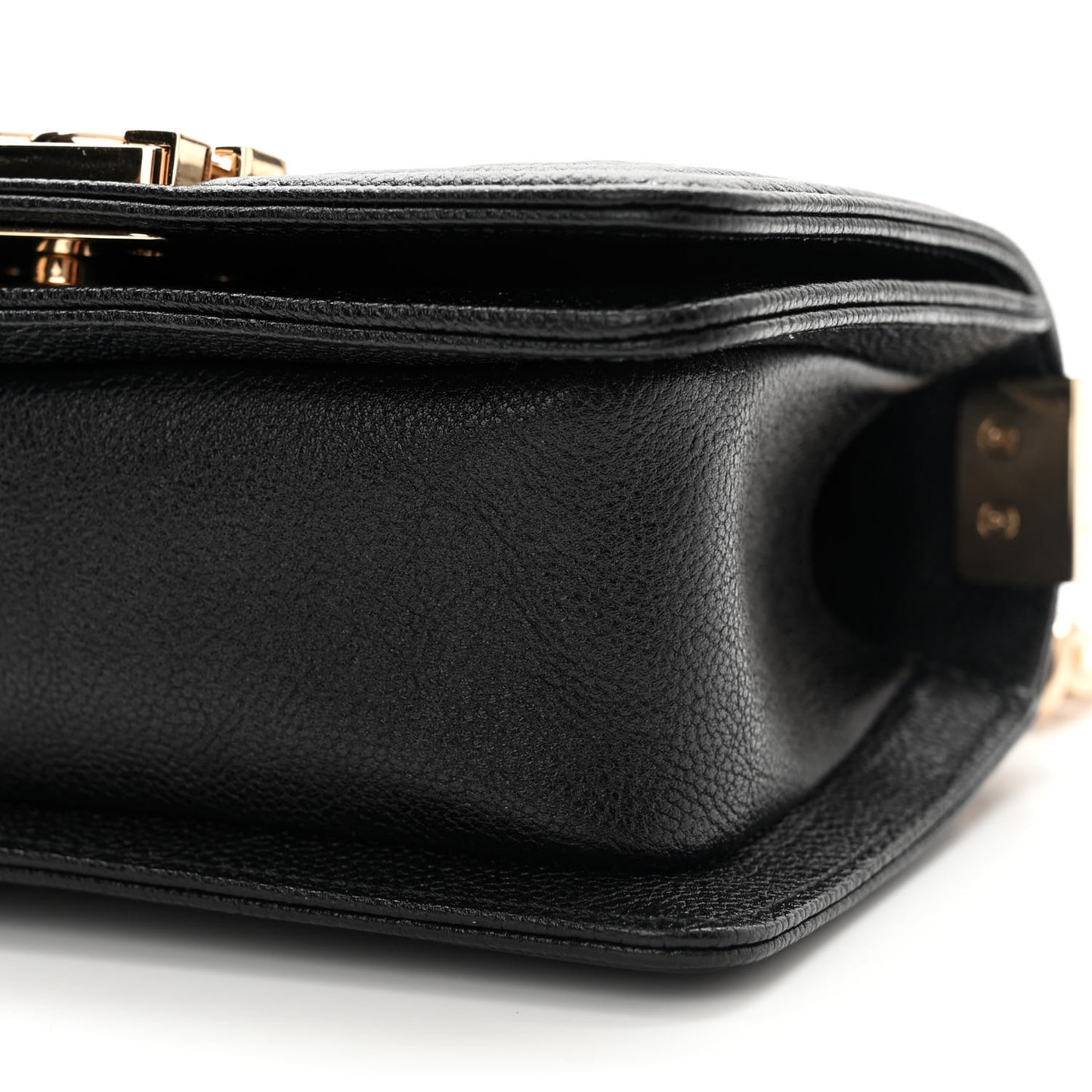 Caviar Chevron Quilted Mini Boy Flap Black