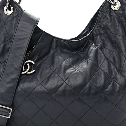 Chanel Calfskin Coco Pleats Hobo Dark Blue 8 of 10