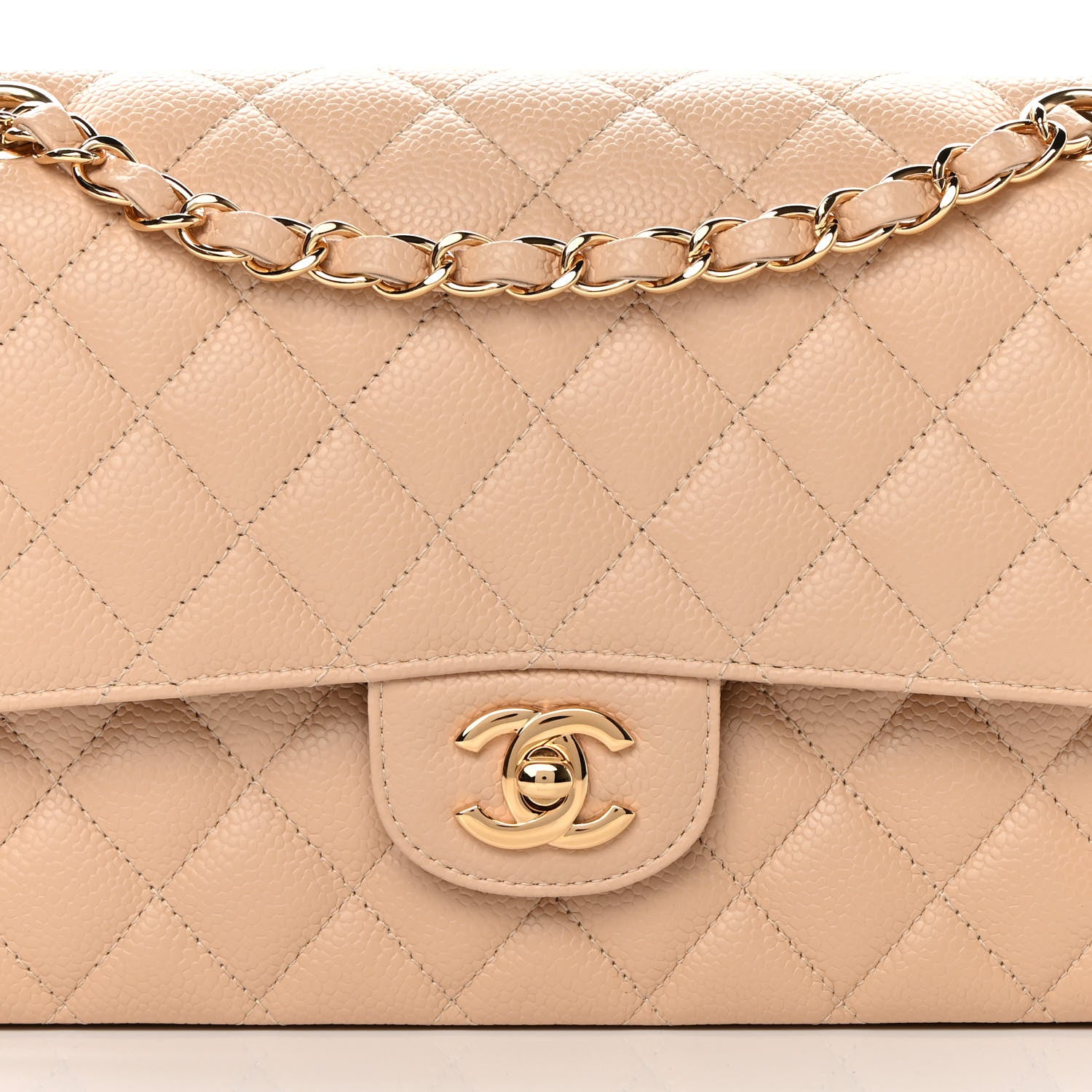 Chanel Caviar Quilted Medium Double Flap Beige 8 of 11