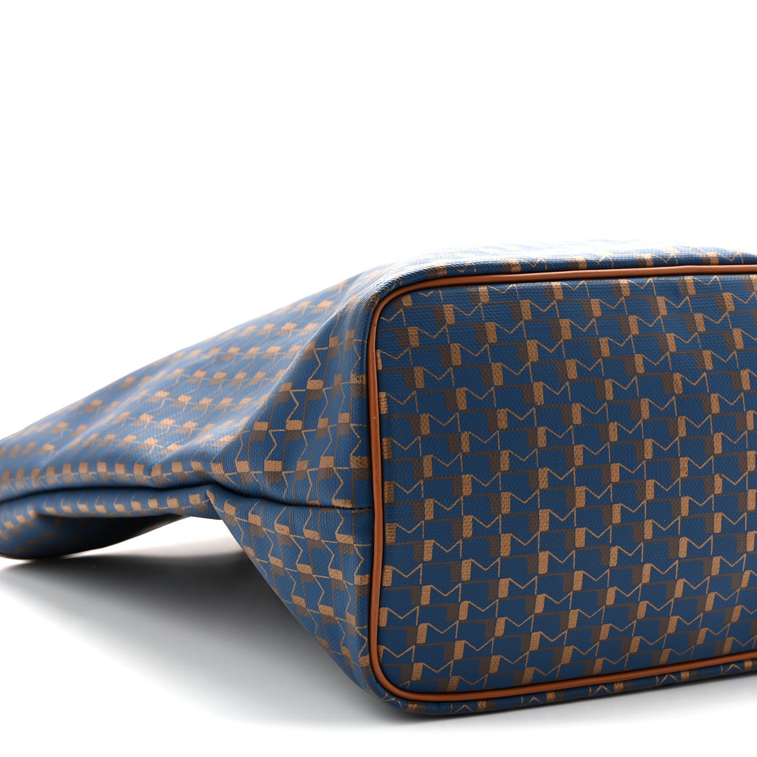 Moynat Canvas 1920 Calfskin Oh! Tote Ruban GM Indigo Bronze Cognac 9 of 10