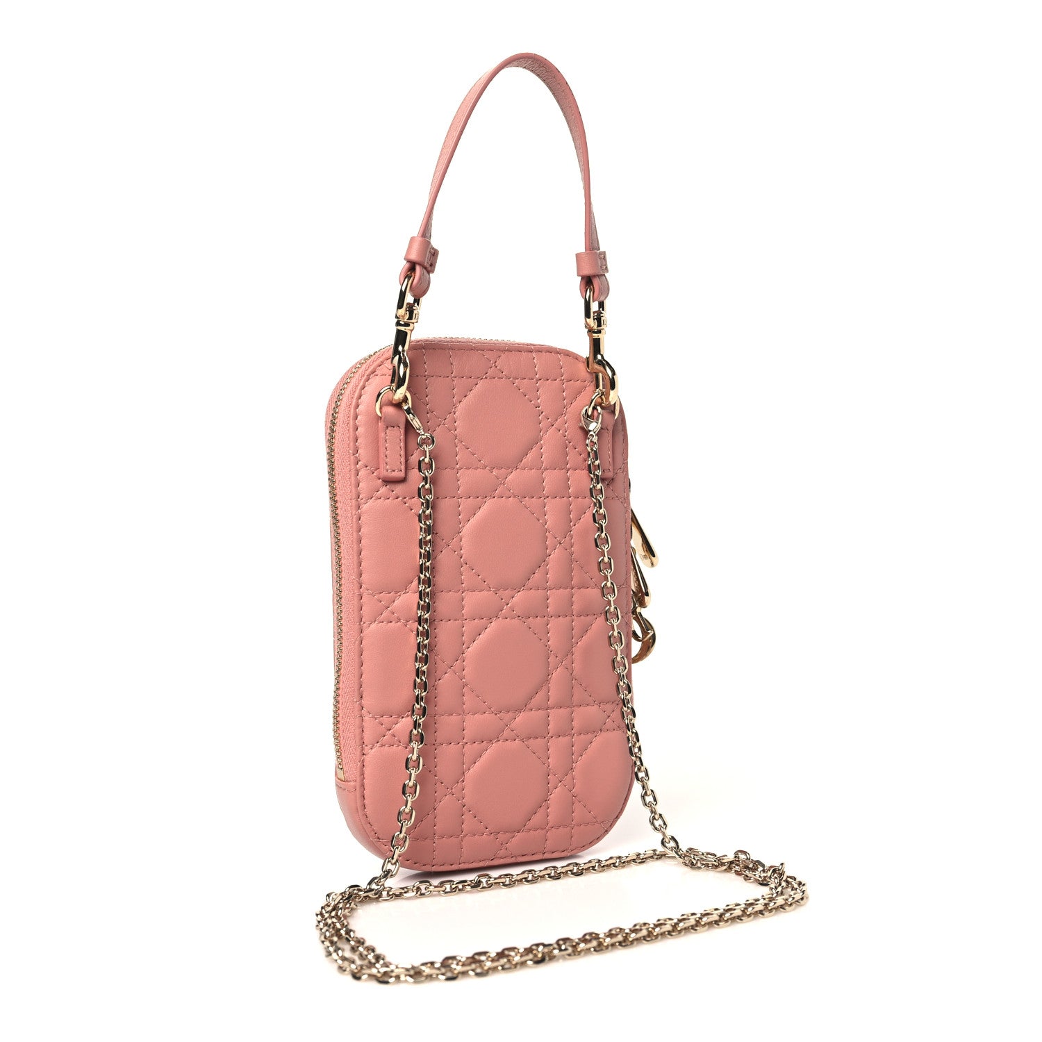 Christian Dior Lambskin Cannage Lady Dior Phone Holder Deep Nude 3 of 10