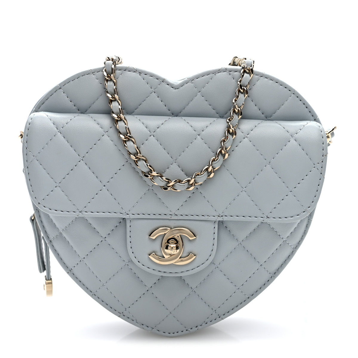 Chanel Lambskin Quilted Large CC In Love Heart Bag Light Blue 1 of 8