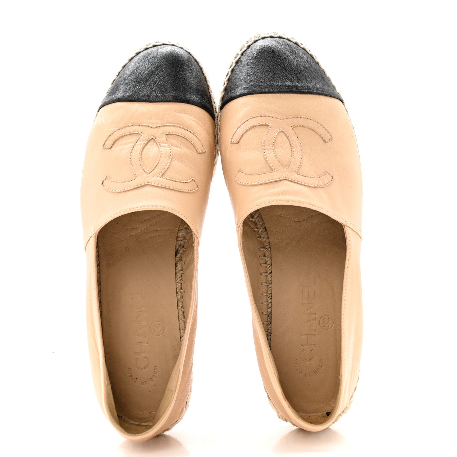 Chanel Lambskin CC Espadrilles 39 Beige Black 2 of 13