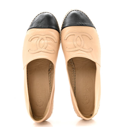 Chanel Lambskin CC Espadrilles 39 Beige Black 2 of 13