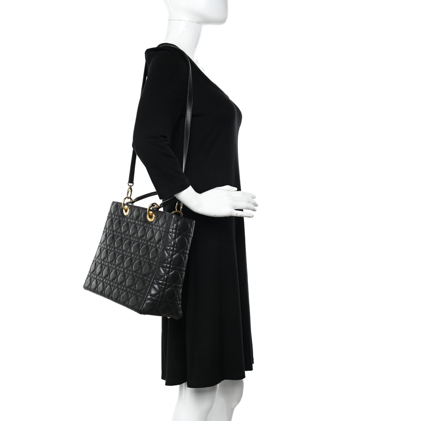 Lambskin Cannage Large Lady Dior Black