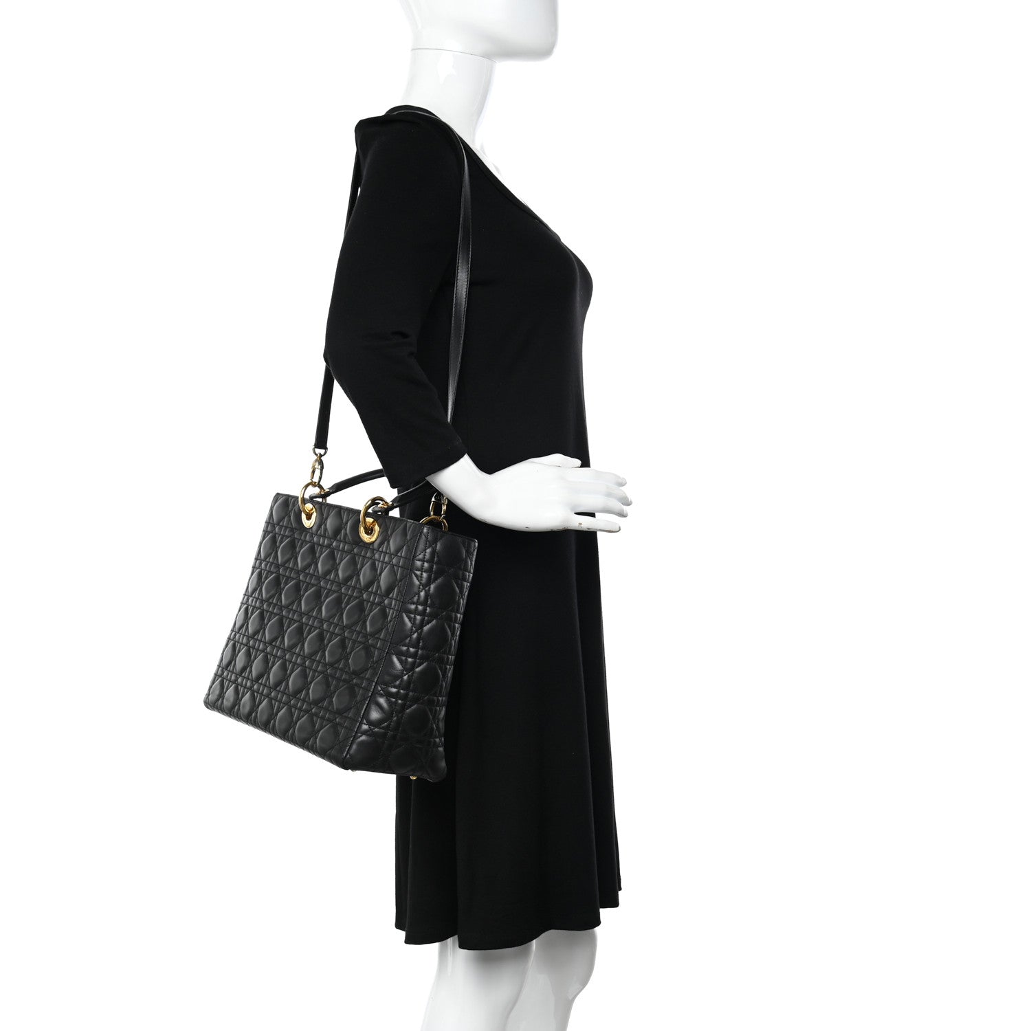 Christian Dior Lambskin Cannage Large Lady Dior Black 2 of 11