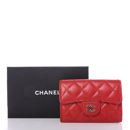 Chanel Caviar Quilted Flap Card Holder Wallet Red 9 of 9