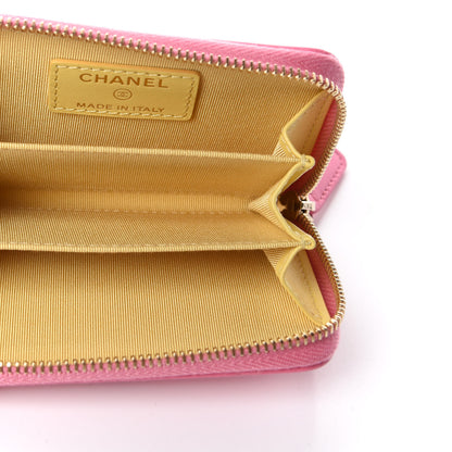 Chanel Lambskin Quilted Zip Around Coin Purse Wallet Pink Yellow 5 of 8