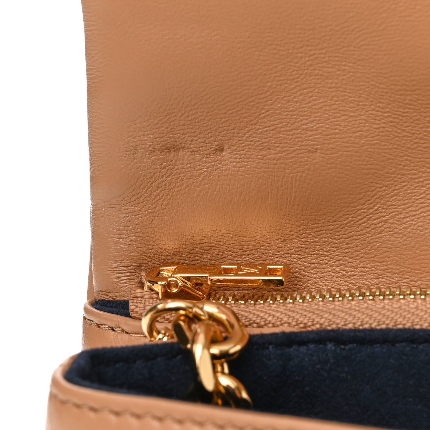 Lambskin Embossed Monogram Pochette Coussin Camel