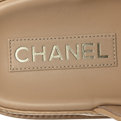 Chanel Lambskin Quilted Velcro Dad Chain CC Slide Sandals 40.5 Beige 9 of 11
