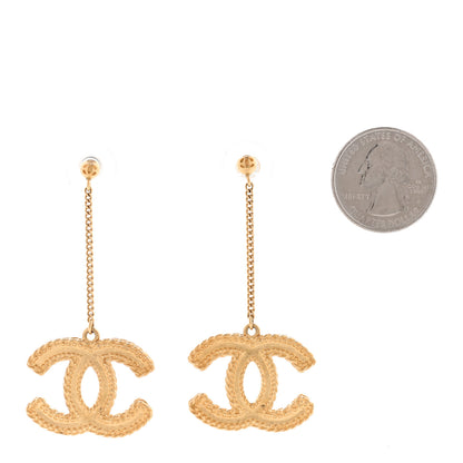 Chanel CC Drop Earrings Matte Gold 2 of 5