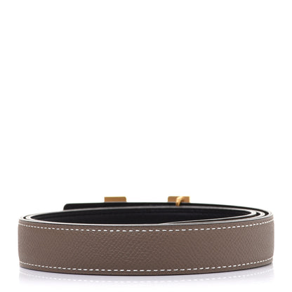 Hermes Swift Epsom 24mm Mini Constance H Belt 85 Black Etoupe 2 of 8