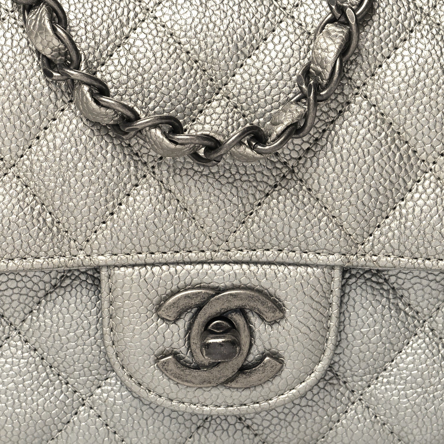 Chanel Metallic Caviar Quilted Mini Rectangular Flap Silver 8 of 10