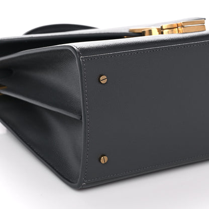 Saint Laurent Grain de Poudre Medium Classic Monogram Cassandra Top Handle Dark Smog 7 of 9