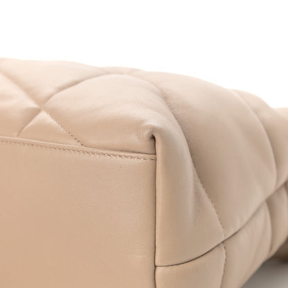 Saint Laurent Lambskin Quilted Medium Loulou Puffer Monogram Chain Satchel Dark Beige 12 of 13