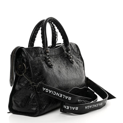 Balenciaga Agneau Classic Hardware S City Logo Strap Black White 4 of 14
