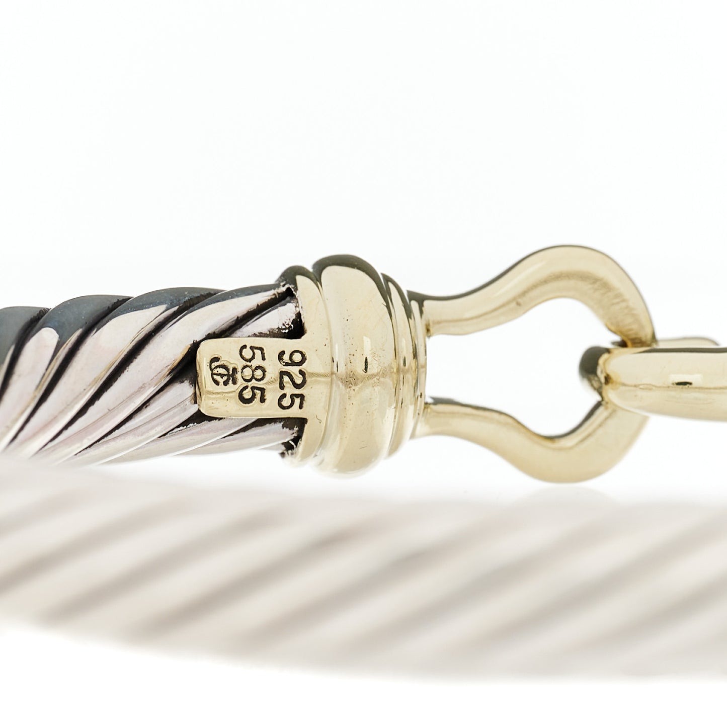 Sterling Silver 14K Yellow Gold 7mm Cable Classic Buckle Bracelet