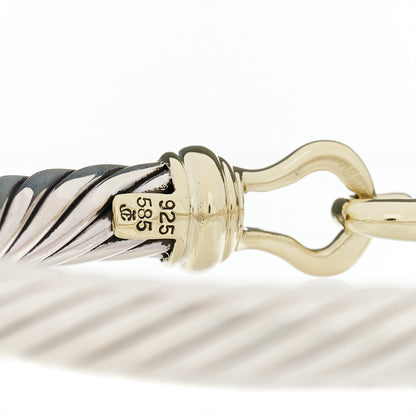 David Yurman Sterling Silver 14K Yellow Gold 7mm Cable Classic Buckle Bracelet 3 of 4