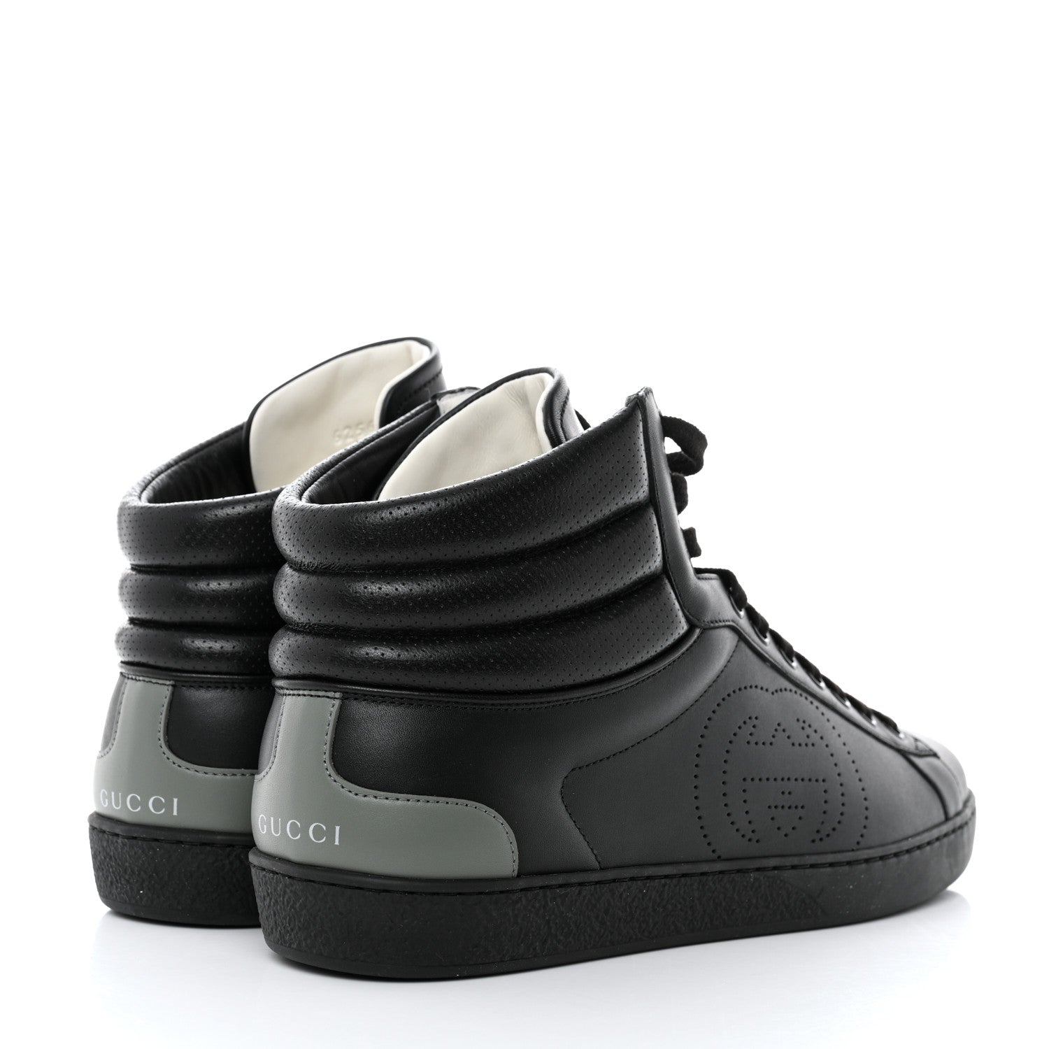 Gucci Calfskin Interlocking G Perforated Mens Ace High Top Sneakers 9.5 Black 4 of 9
