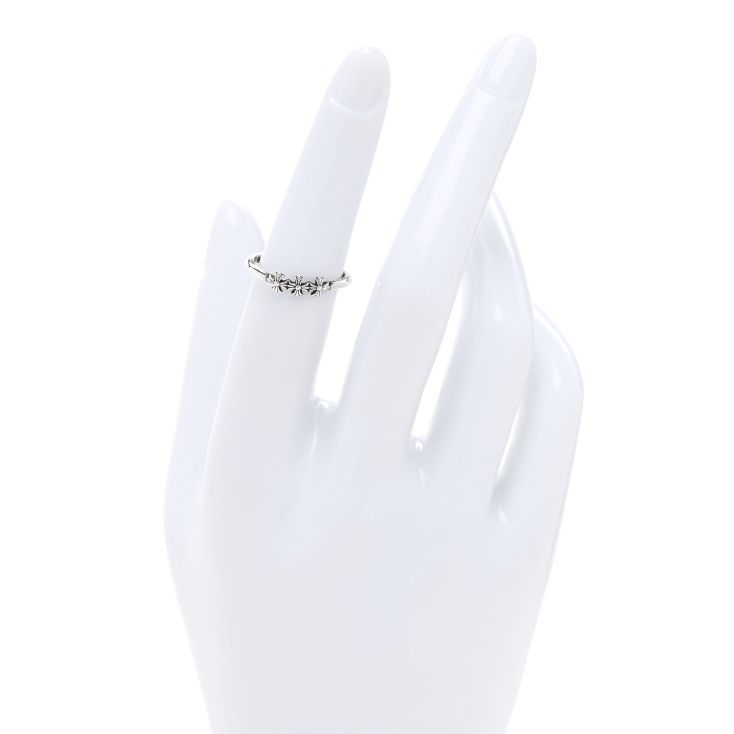 Sterling Silver 3 Maltese Cross Bubblegum Ring 51 5.75