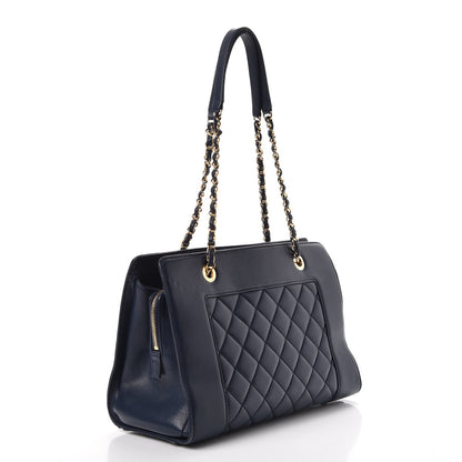 Chanel Sheepskin Quilted Mademoiselle Vintage Shopping Tote Navy 3 of 8