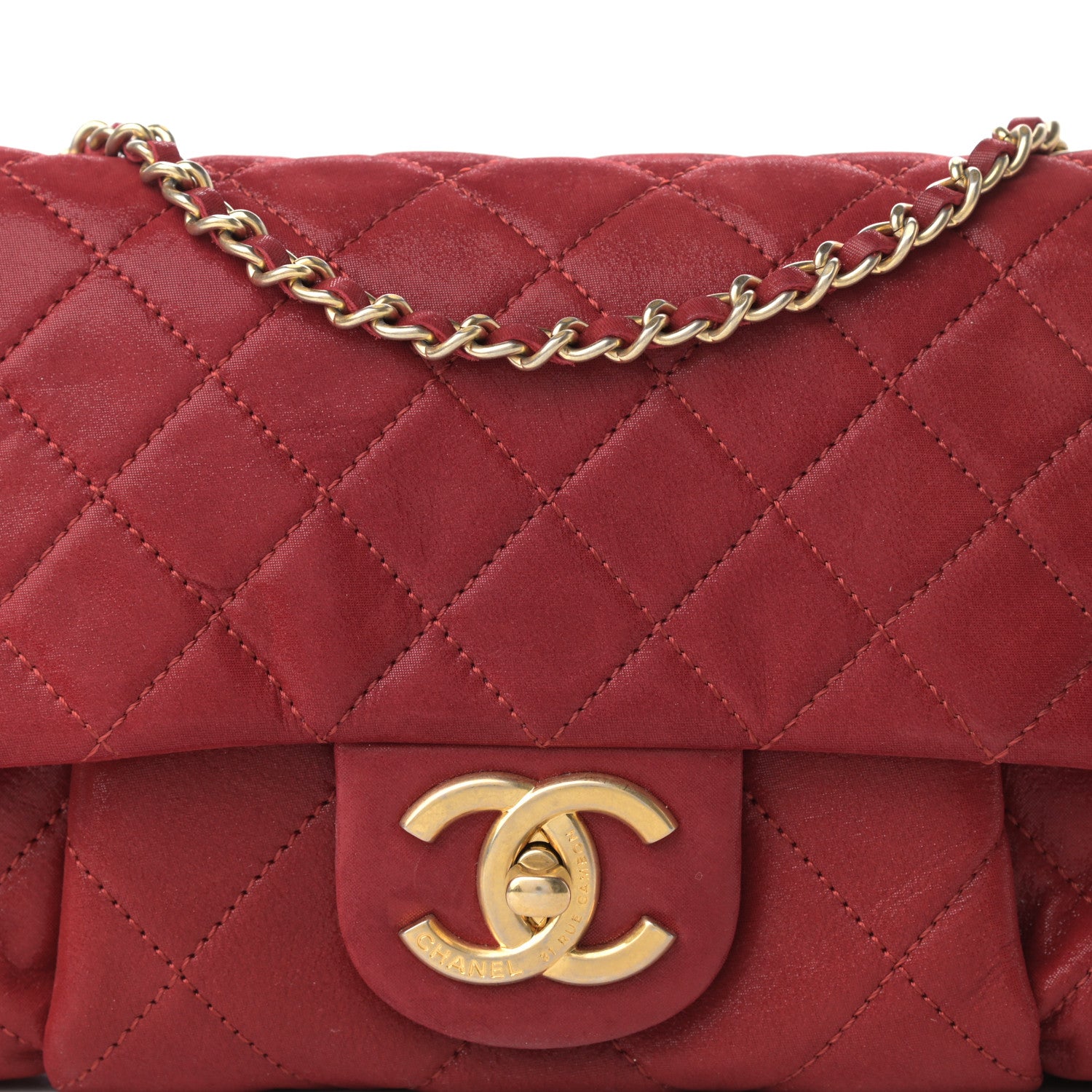Chanel Iridescent Calfskin Quilted Small Chic Quilt Flap Red 8 of 12