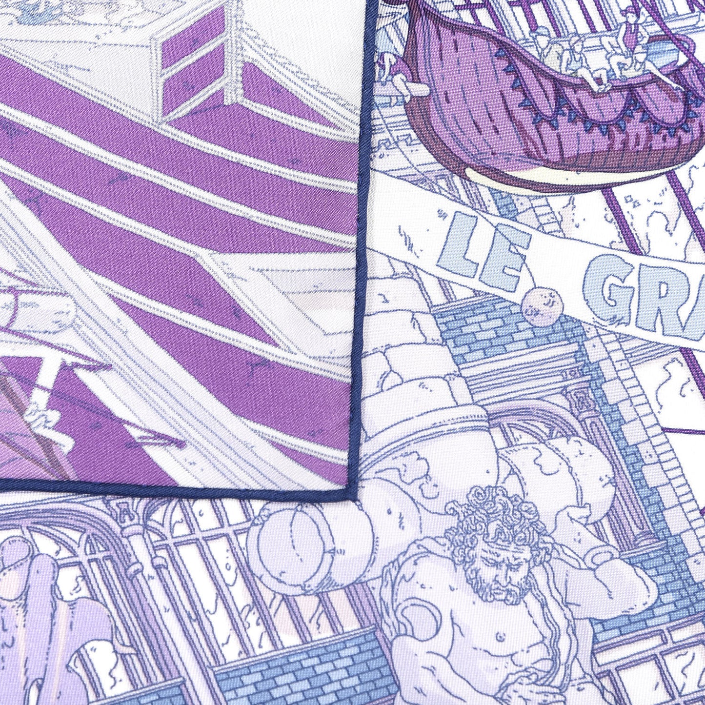 Silk Le Grand Prix Du Faubourg Scarf 90 Mauve Violet Jaune Soufre