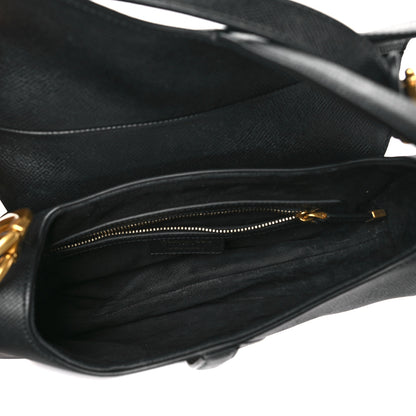 Christian Dior Grained Calfskin Saddle Bag With Strap Black 6 of 11