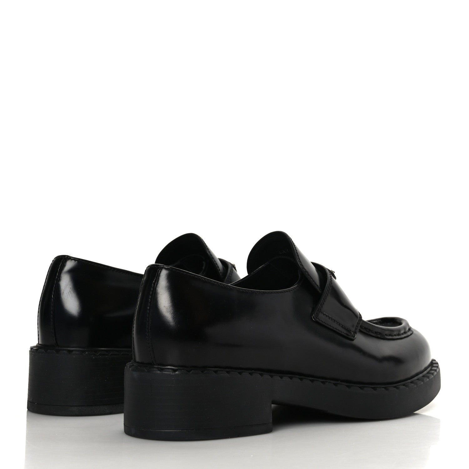 Prada Spazzolato Metal Triangle Logo 50mm Loafers 41 Black 4 of 8