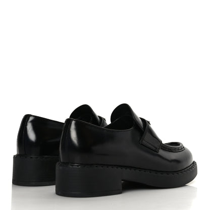 Prada Spazzolato Metal Triangle Logo 50mm Loafers 41 Black 4 of 8