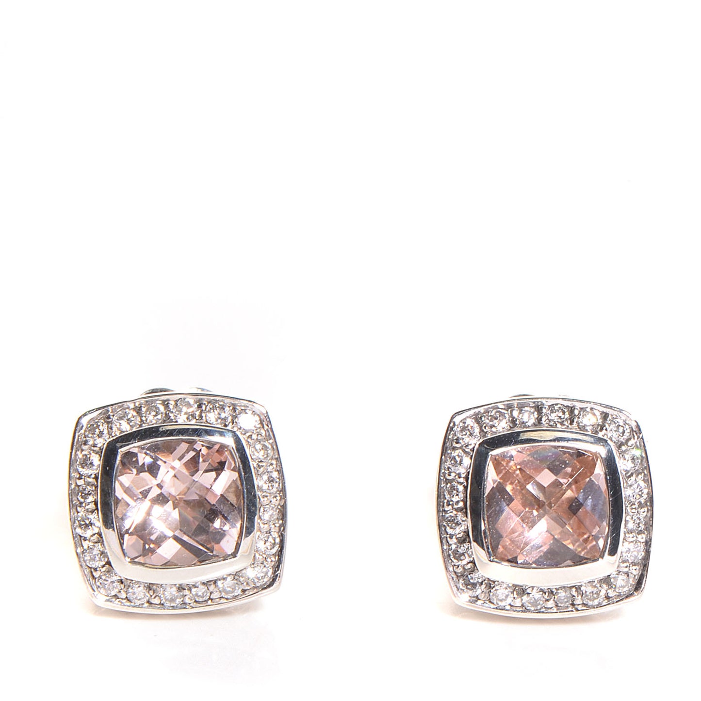 Sterling Silver Morganite Diamond Petite Albion Earrings