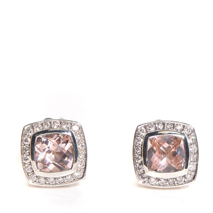 David Yurman Sterling Silver Morganite Diamond Petite Albion Earrings 1 of 5
